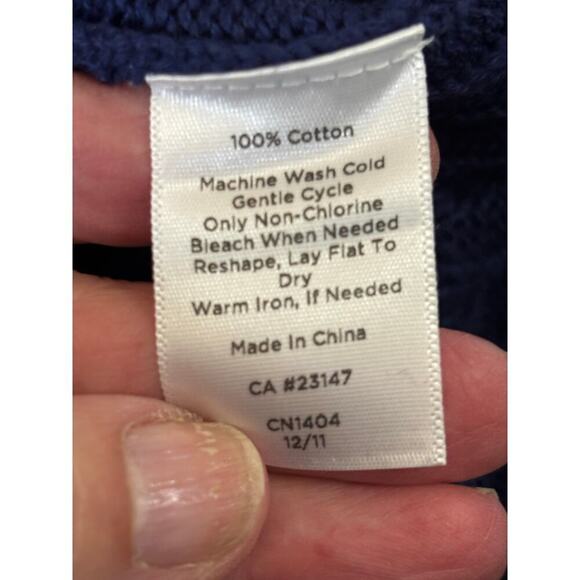 Talbots blue cable knit cotton sweater, medium, classic, spring, layering - Picture 5 of 5